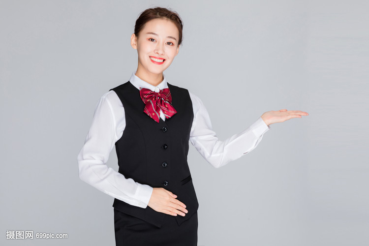 客服美女引导手势 无声的优雅与高效服务